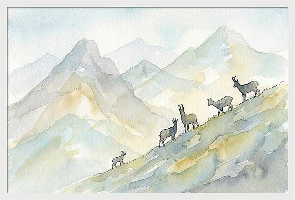 Chamois On Alpine Meadow