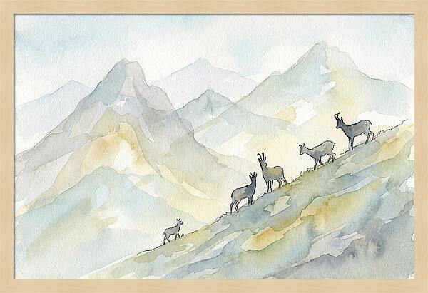 Chamois On Alpine Meadow