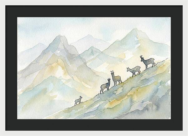 Chamois On Alpine Meadow