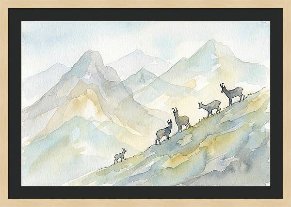 Chamois On Alpine Meadow