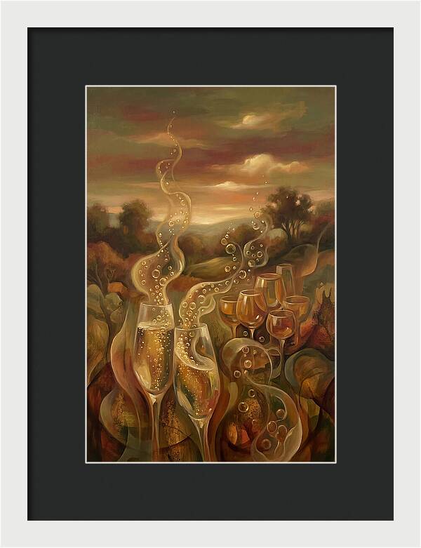 Champagne Glasses With Golden Bubbles