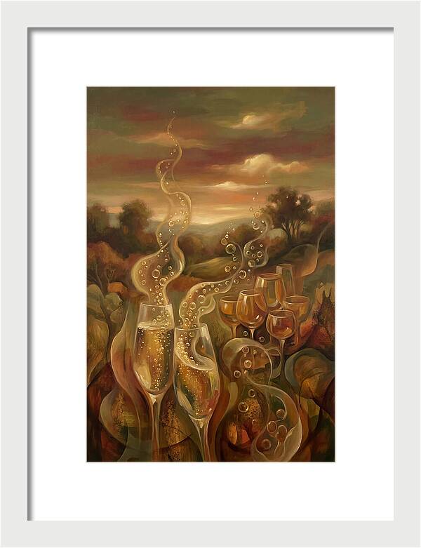 Champagne Glasses With Golden Bubbles