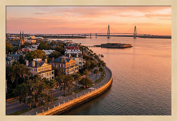 Charleston Waterfront At Golden Hour