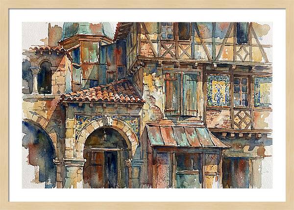 Charming Building Facade Watercolor
