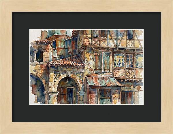 Charming Building Facade Watercolor