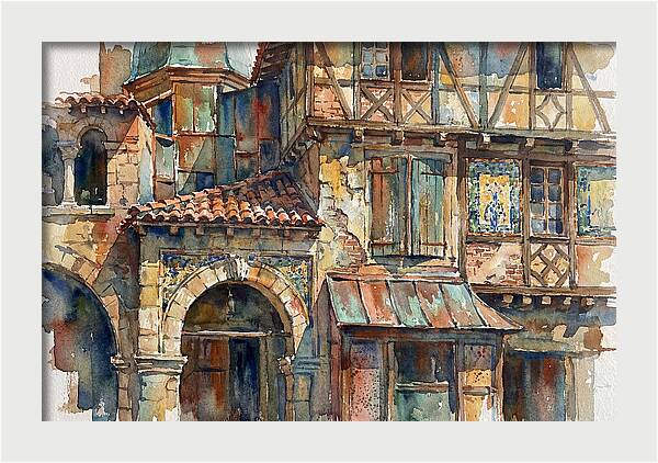 Charming Building Facade Watercolor