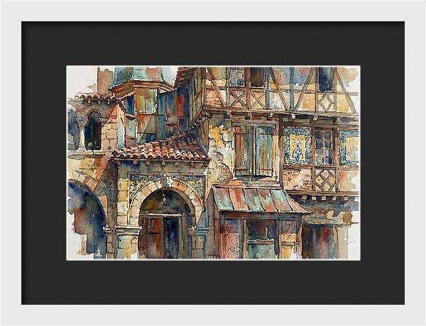 Charming Building Facade Watercolor