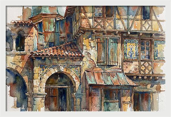 Charming Building Facade Watercolor