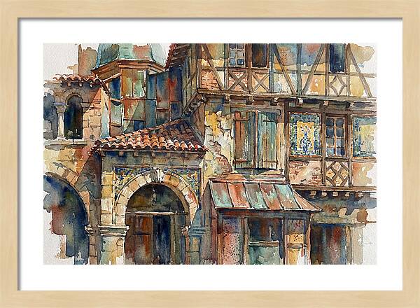 Charming Building Facade Watercolor