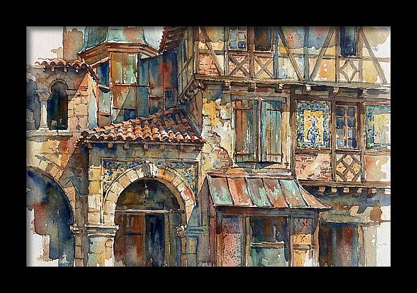Charming Building Facade Watercolor