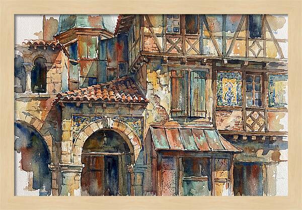 Charming Building Facade Watercolor