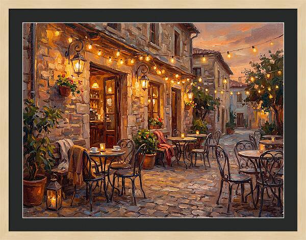 Charming Caf At Dusk