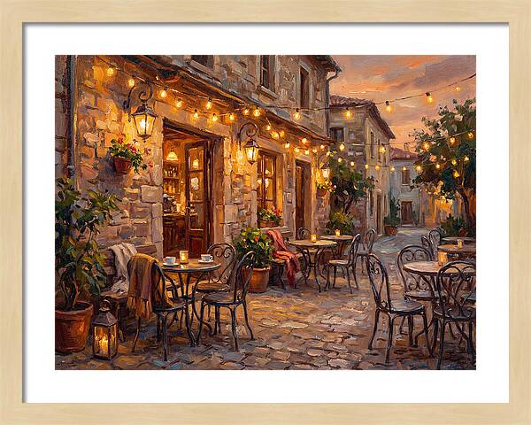 Charming Caf At Dusk