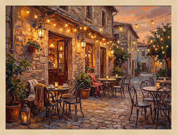 Charming Caf At Dusk
