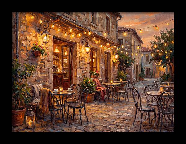 Charming Caf At Dusk