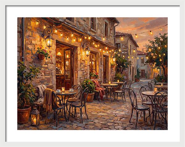 Charming Caf At Dusk