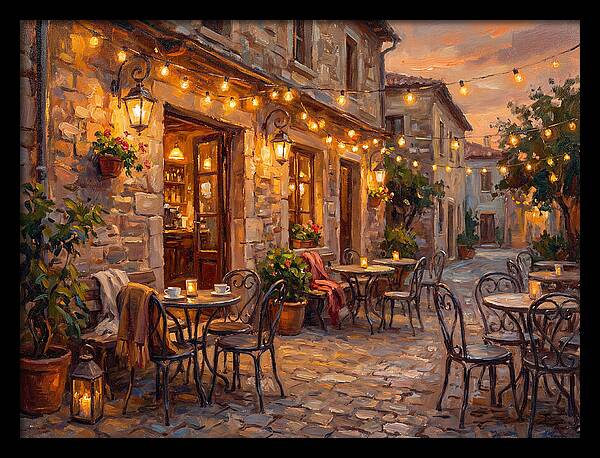 Charming Caf At Dusk