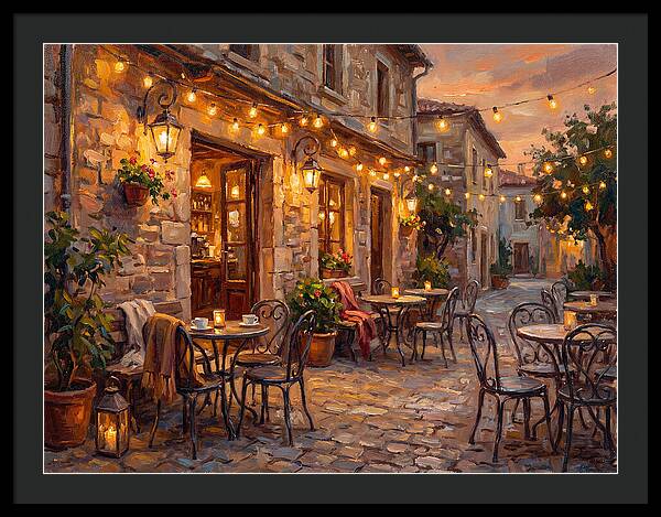 Charming Caf At Dusk