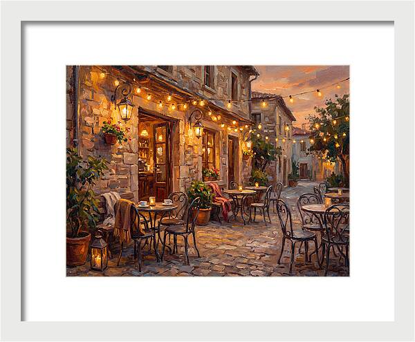 Charming Caf At Dusk