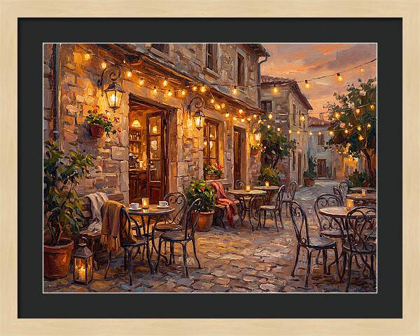 Charming Caf At Dusk