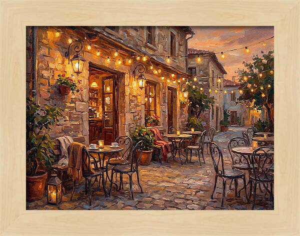 Charming Caf At Dusk