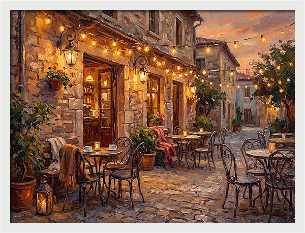 Charming Caf At Dusk