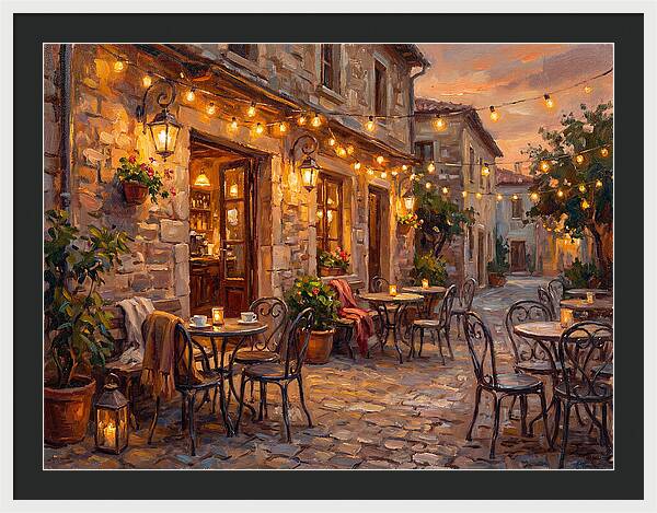 Charming Caf At Dusk