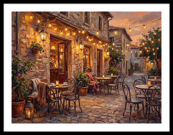 Charming Caf At Dusk