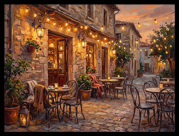 Charming Caf At Dusk