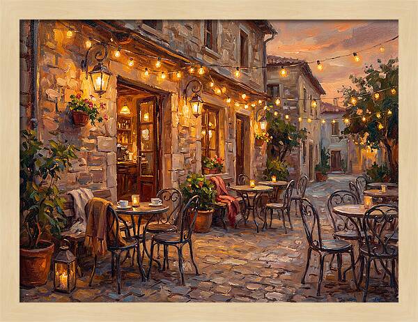 Charming Caf At Dusk