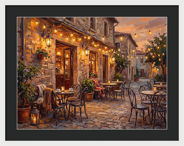 Charming Caf At Dusk