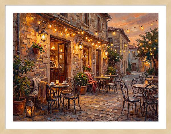 Charming Caf At Dusk