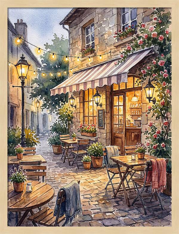 Charming Caf Scene At Dusk