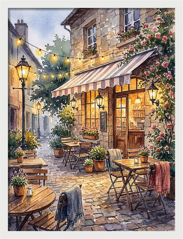 Charming Caf Scene At Dusk