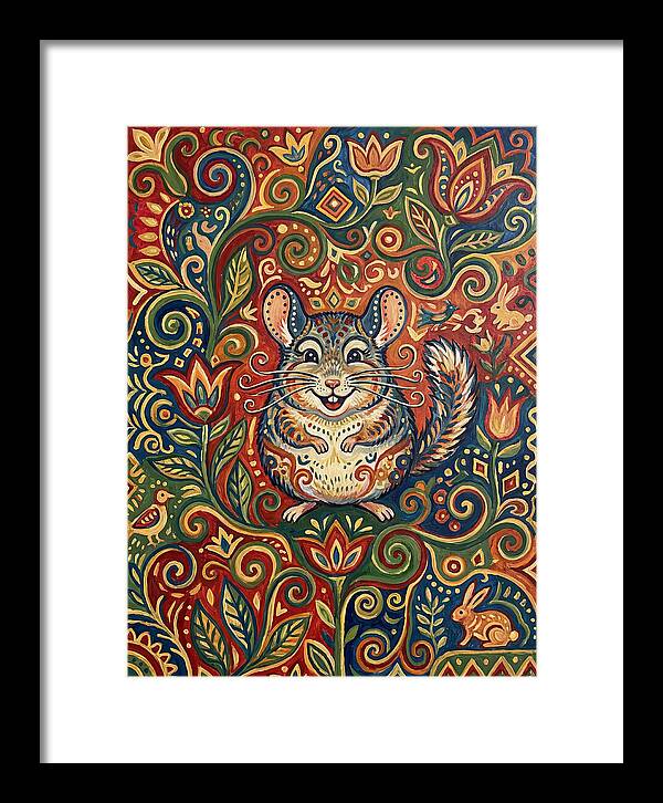 Charming Chinchilla In Folk Art