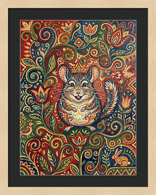 Charming Chinchilla In Folk Art