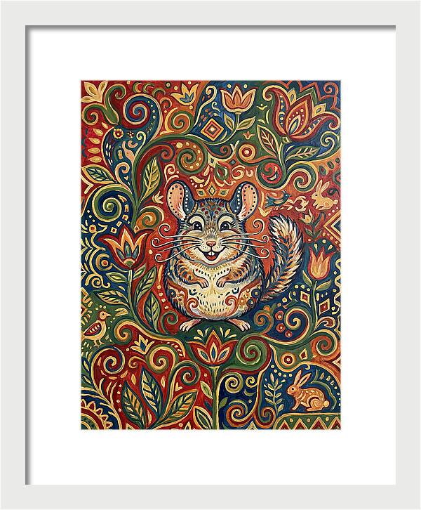 Charming Chinchilla In Folk Art