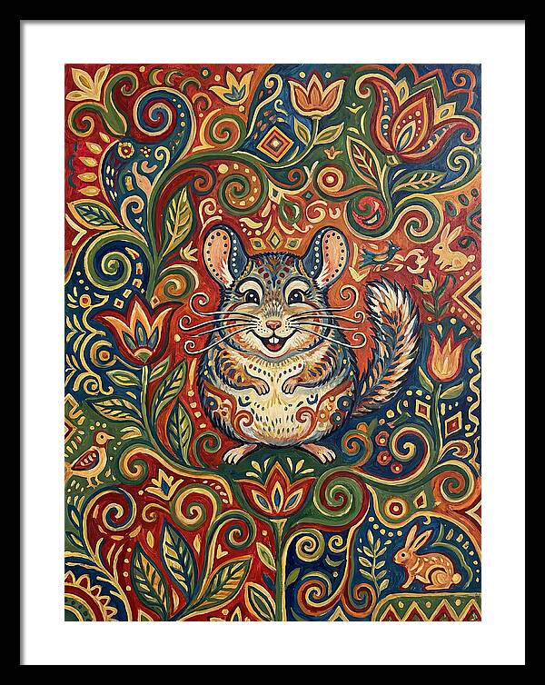 Charming Chinchilla In Folk Art