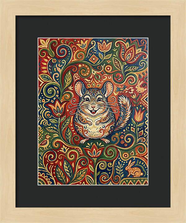 Charming Chinchilla In Folk Art
