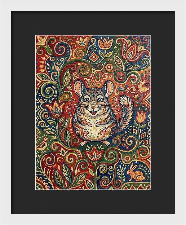 Charming Chinchilla In Folk Art