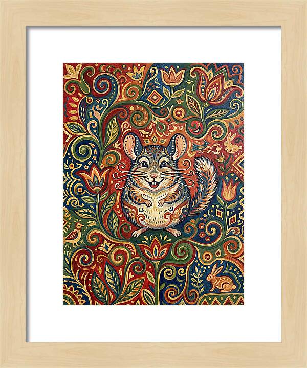 Charming Chinchilla In Folk Art