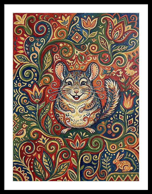 Charming Chinchilla In Folk Art