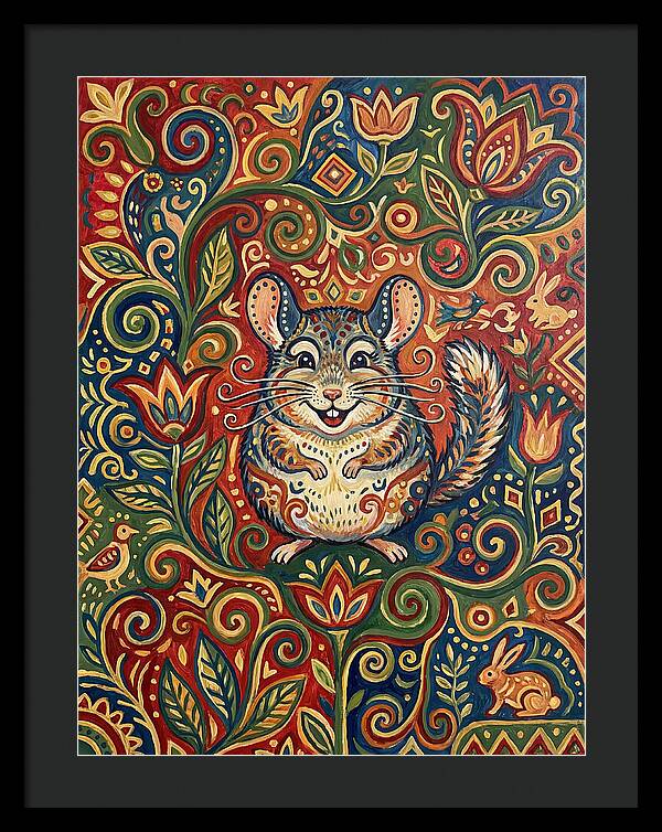 Charming Chinchilla In Folk Art