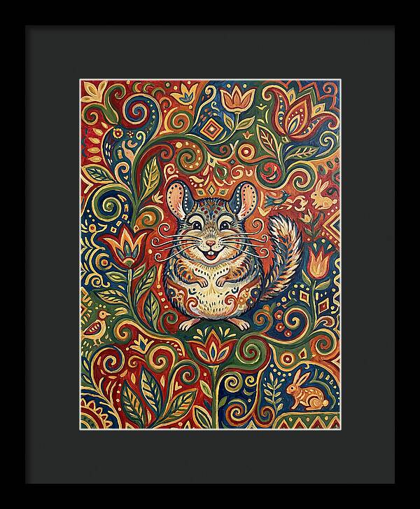 Charming Chinchilla In Folk Art