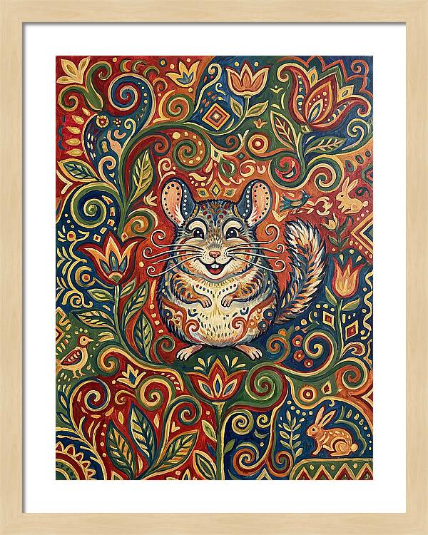 Charming Chinchilla In Folk Art