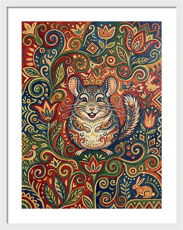 Charming Chinchilla In Folk Art
