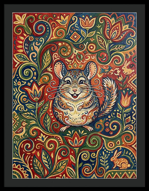Charming Chinchilla In Folk Art
