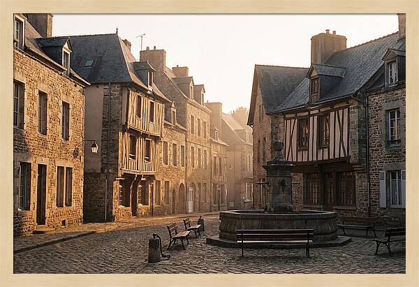 Charming Cobblestone Square At Dawn