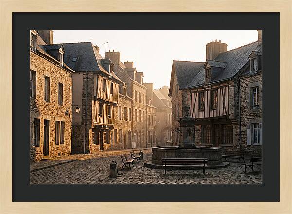 Charming Cobblestone Square At Dawn