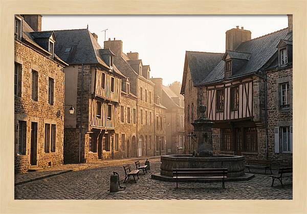 Charming Cobblestone Square At Dawn